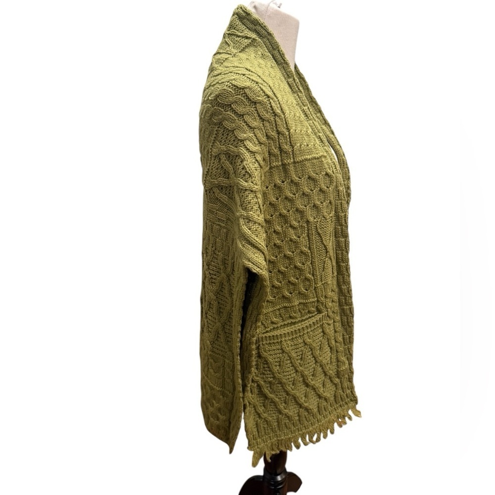 Connemara Knitwear Sweater Merino Wool Chunky Knit Fisherman Shawl Wrap New - Picture 4 of 16